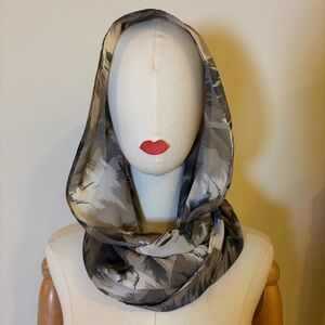 Chic Neutral Abstract Print Infinity Scarf | Grey & Beige Snood